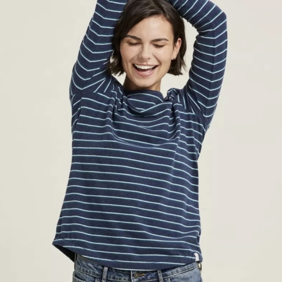 GAP Stripes Indigo-Blue Hoodie-Sweat Shirt. 100% Cotton. - Picture 1 of 8